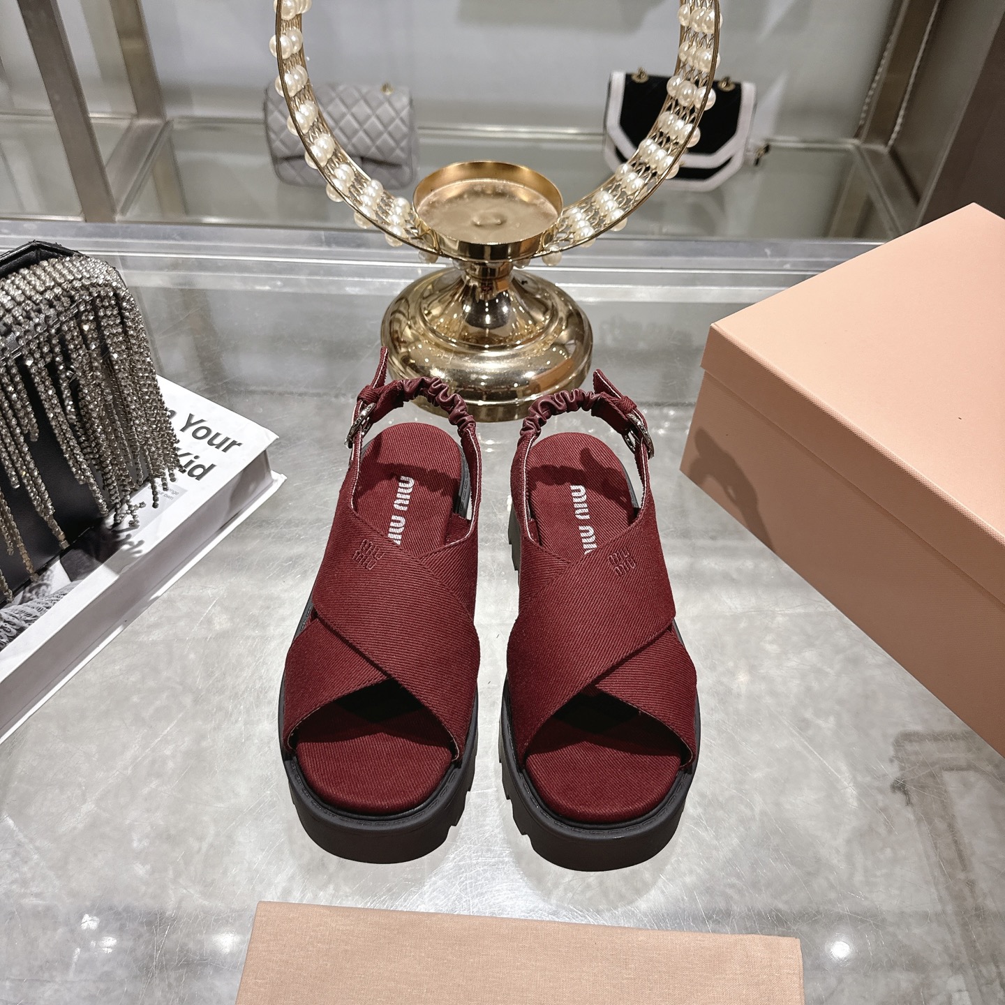 Counterfeit Miu Miu Shoes front view visual reference