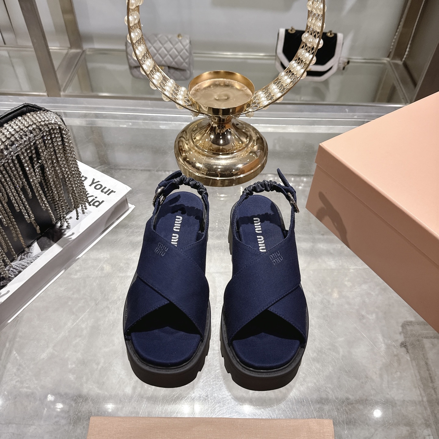 Counterfeit Miu Miu Shoes front view visual reference