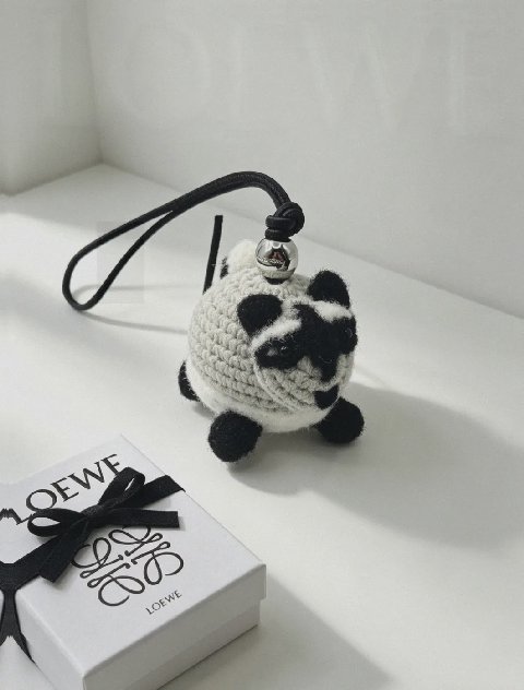 Counterfeit Loewe Raccoon Charm front view visual reference