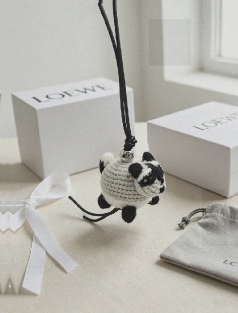 Counterfeit Loewe Raccoon Charm detail view visual reference