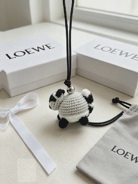 Counterfeit Loewe Raccoon Charm detail view visual reference