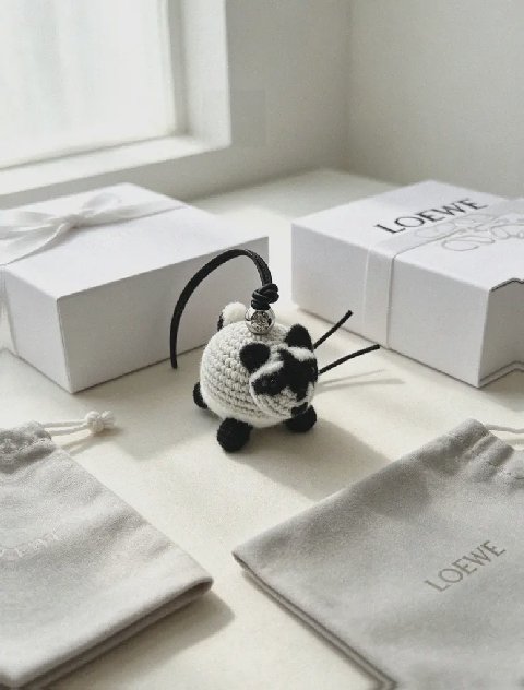 Counterfeit Loewe Raccoon Charm detail view visual reference