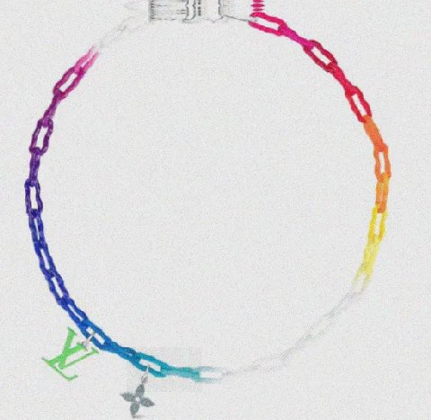 Counterfeit Louis Vuitton Rainbow Charms front view visual reference