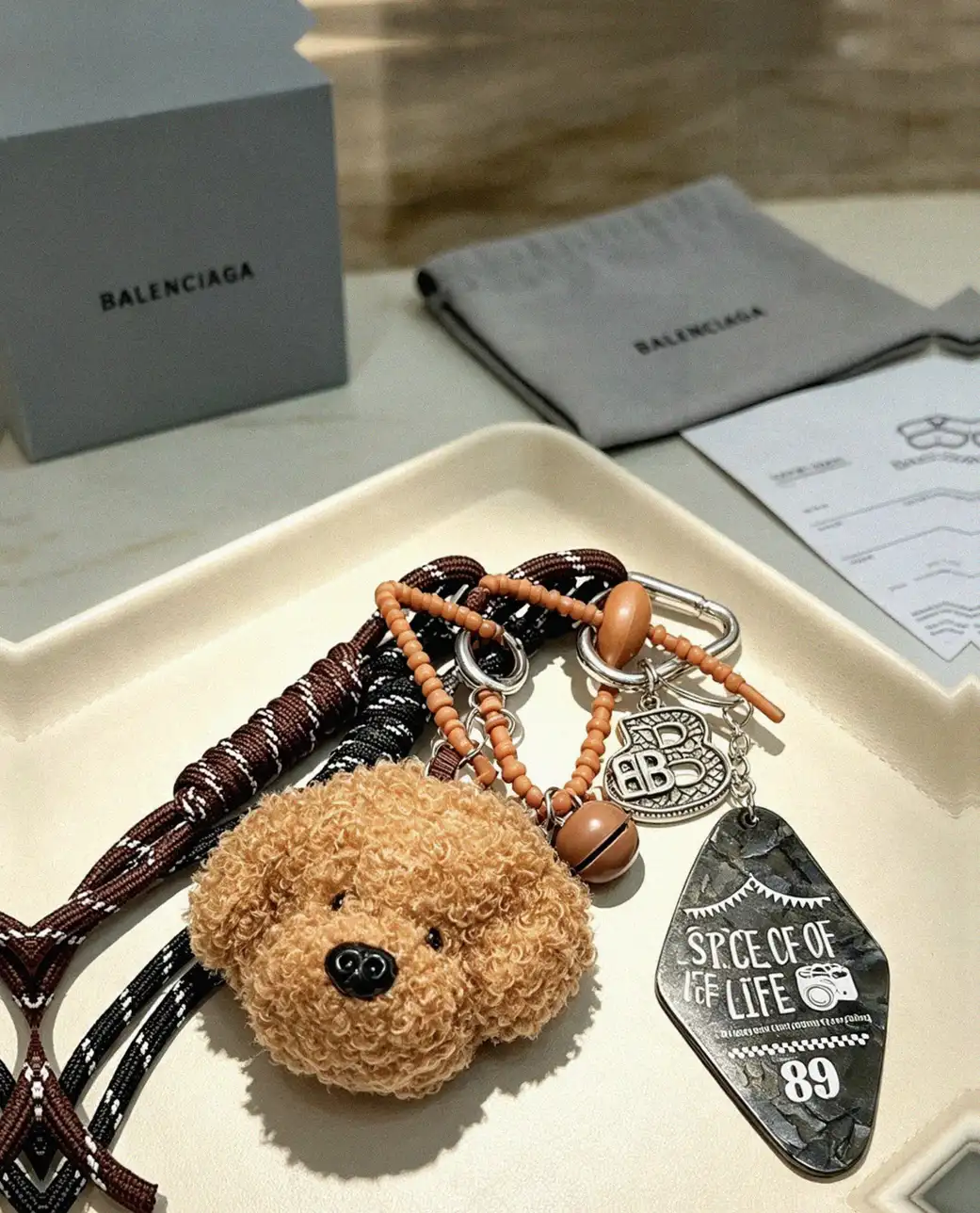 Counterfeit Balenciaga accessories front view visual reference