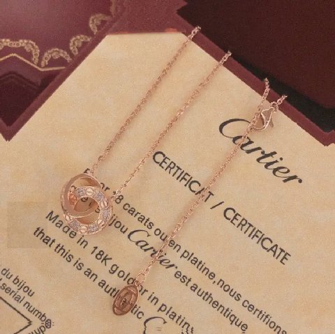 Counterfeit Cartier Love Double Circle Diamond Necklace back view visual reference