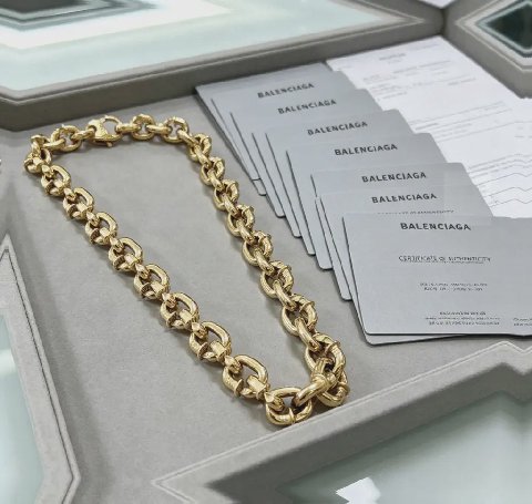 Counterfeit Balenciaga jewelry detail view visual reference