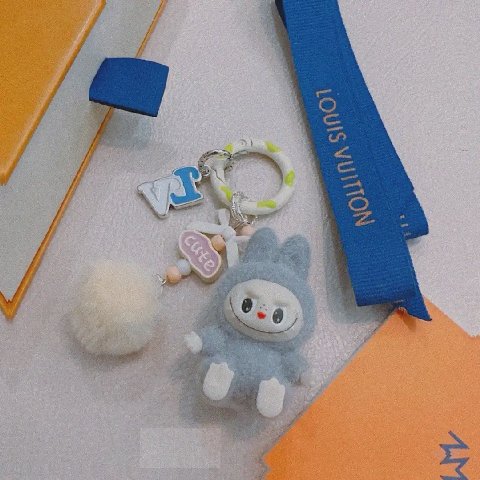 Counterfeit Louis Vuitton Anger Forest Keychain front view visual reference
