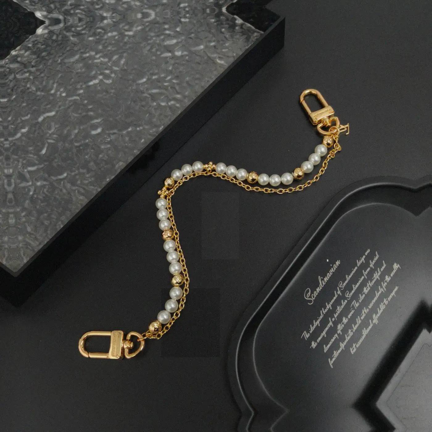 Counterfeit Louis Vuitton accessories front view visual reference